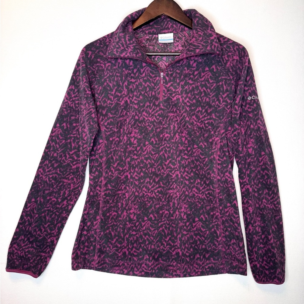 Columbia Women's Size Large Purple Fleece Printed Quarter Zip Pull Over Outdoor